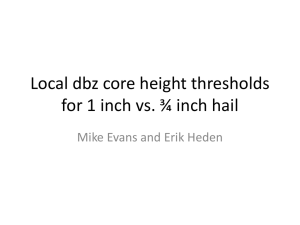 Local dbz core height thresholds for 1 inch vs. ¾ inch hail