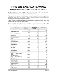 Tips on energy saving in home appliances and electricity