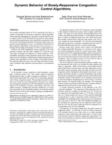 Dynamic Behavior of Slowly-Responsive Congestion Control