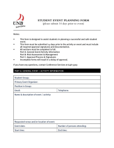 STUDENT EVENT PLANNING FORM (please submit 14 days prior