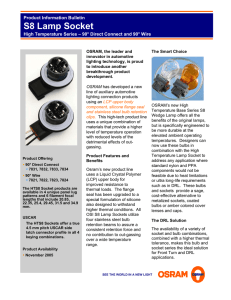 Product Information Bulletin S8 Lamp Socket