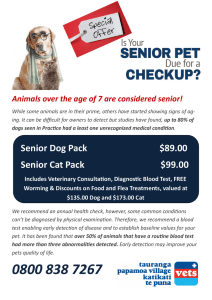 Senior Dog Pack $89.00 Senior Cat Pack $99.00