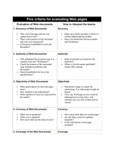 Five criteria for evaluating Web pages