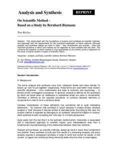 Analysis and Synthesis - Swedish Morphological Society