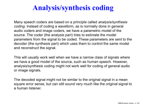 Analysis/synthesis coding