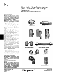 Unions, Sealing Fittings, Flexible Couplings, Elbows, Drain/Breather