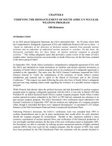 Verifying the Dismantlement of South Africa`s Nuclear Weapons