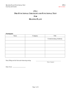 PRE-FUNCTIONAL CHECKLIST AND FUNCTIONAL TEST FOR