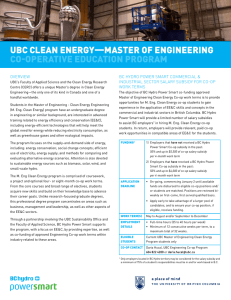 UBC CLEAN ENERGY—MASTER OF ENGINEERING CO