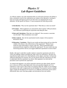 A lab notebook handout