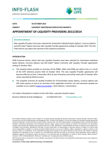 APPOINTMENT OF LIQUIDITY PROVIDERS 2013/2014
