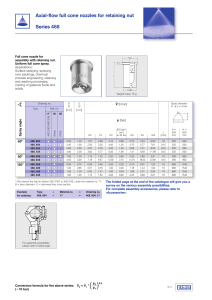 Axial-flow full cone nozzles for retaining nut Series 468
