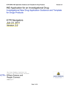 ICTR DDRS: IND Application Guidance and Template