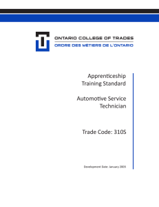 Apprenticeship Training Standards Automotive Service Technician