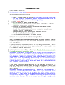 PUSD Homework Policy Homework for All Grades Clarification is in