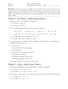 Chapter 2 - Set Theory - points toward Exam 1 Chapter 3