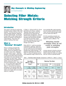 Selecting Filler Metals: Matching Strength Criteria