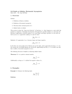 2.6 Limits at Infinity, Horizontal Asymptotes 1. Overview 2. Examples