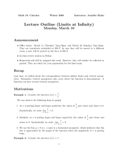 Lecture Outline (Limits at Infinity)