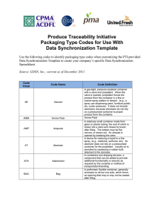 Produce Traceability Initiative Packaging Type Codes for Use With