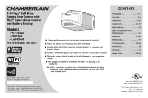 Chamberlain Garage Door Opener Owner`s Manual for Models