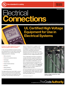 UL Certified High Voltage Equipment for Use in Electrical