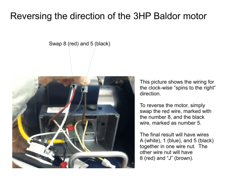 Direction Of The 3hp Baldor Motor