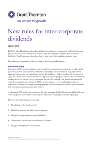 New rules for inter-corporate dividends