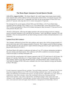 file The Home Depot Announces Second Quarter Results