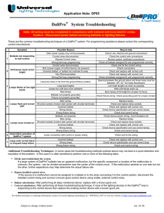 DaliPro System Troubleshooting - Universal Lighting Technologies