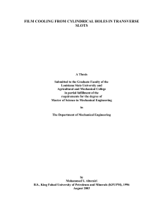 film cooling from cylindrical holes in transverse slots