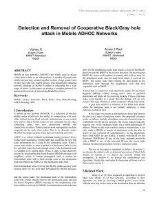 Detection and Removal of Cooperative Black/Gray hole attack in