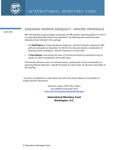 Assessing Reserve Adequacy--Specific Proposals, IMF Policy Paper