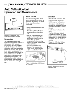 Auto Calibration Unit Operation and Maintenence