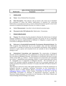 AREA OF SELECTED KEY ECOSYSTEMS Biodiversity Ecosystems