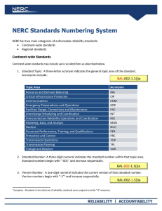 NERC Standards Numbering System