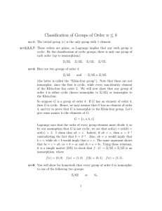 Classification of Groups of Order n ≤ 8