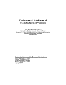 Enviromental Attributes of Manufacturing Processes