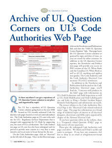 Archive of UL Question Corners on UL`s Code Authorities