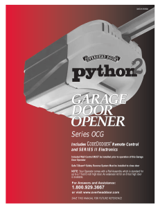Python 2 Garage Door Opener Owner`s Manual