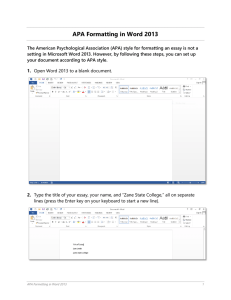 APA Formatting in Word 2013 - My Z-Online
