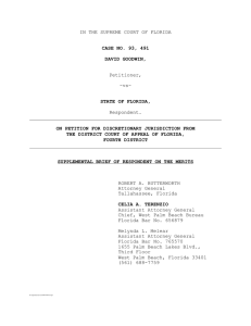 IN THE SUPREME COURT OF FLORIDA CASE NO. 93, 491 DAVID