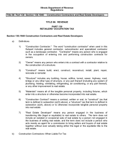 Title 86 Part 130 Section 130.1940 Construction Contractors