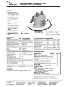EV200 series contactor data sheet - KILOVAC - Tyco Electronics