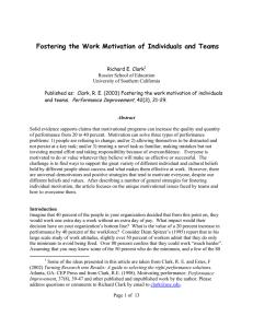 Fostering the Work Motivation of Individuals and Teams