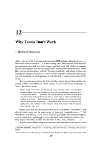Why Teams Don`t Work - Department of Economics and Business