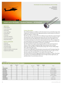 InGaAs and Si PIN Diodes – Quadrant Detectors – UV