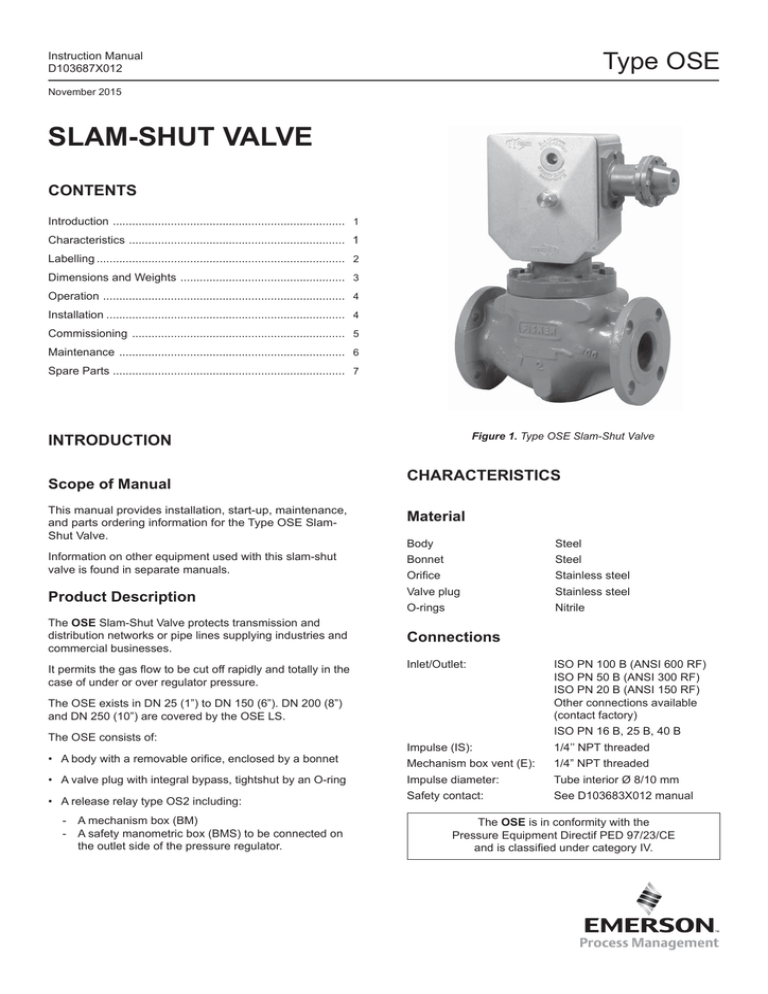 slamshut valve to Emerson Process Management