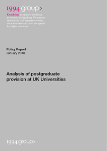 Analysis of postgraduate provision at UK Universities
