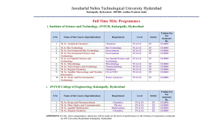 M.Sc Programmes Full Time - Jawaharlal Nehru Technological
